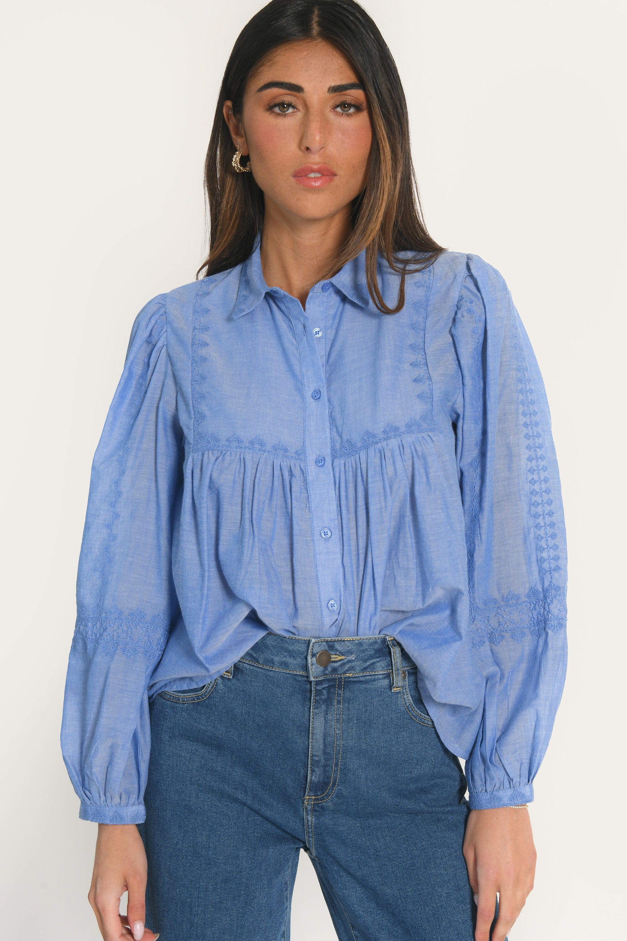 CHEMISIER BRODERIES - AICHA - CHAMBRAY