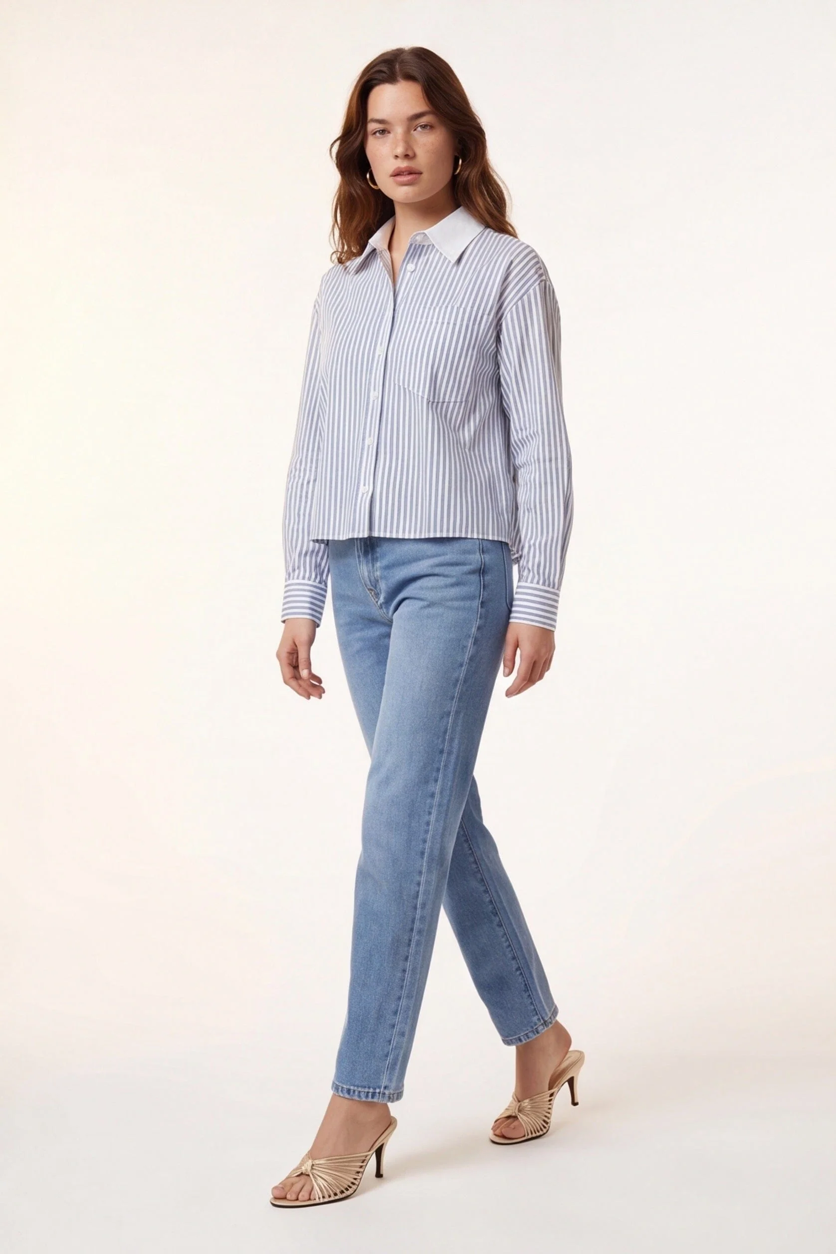 CHEMISE COTON - CASSIUS - NAVY/BLANC