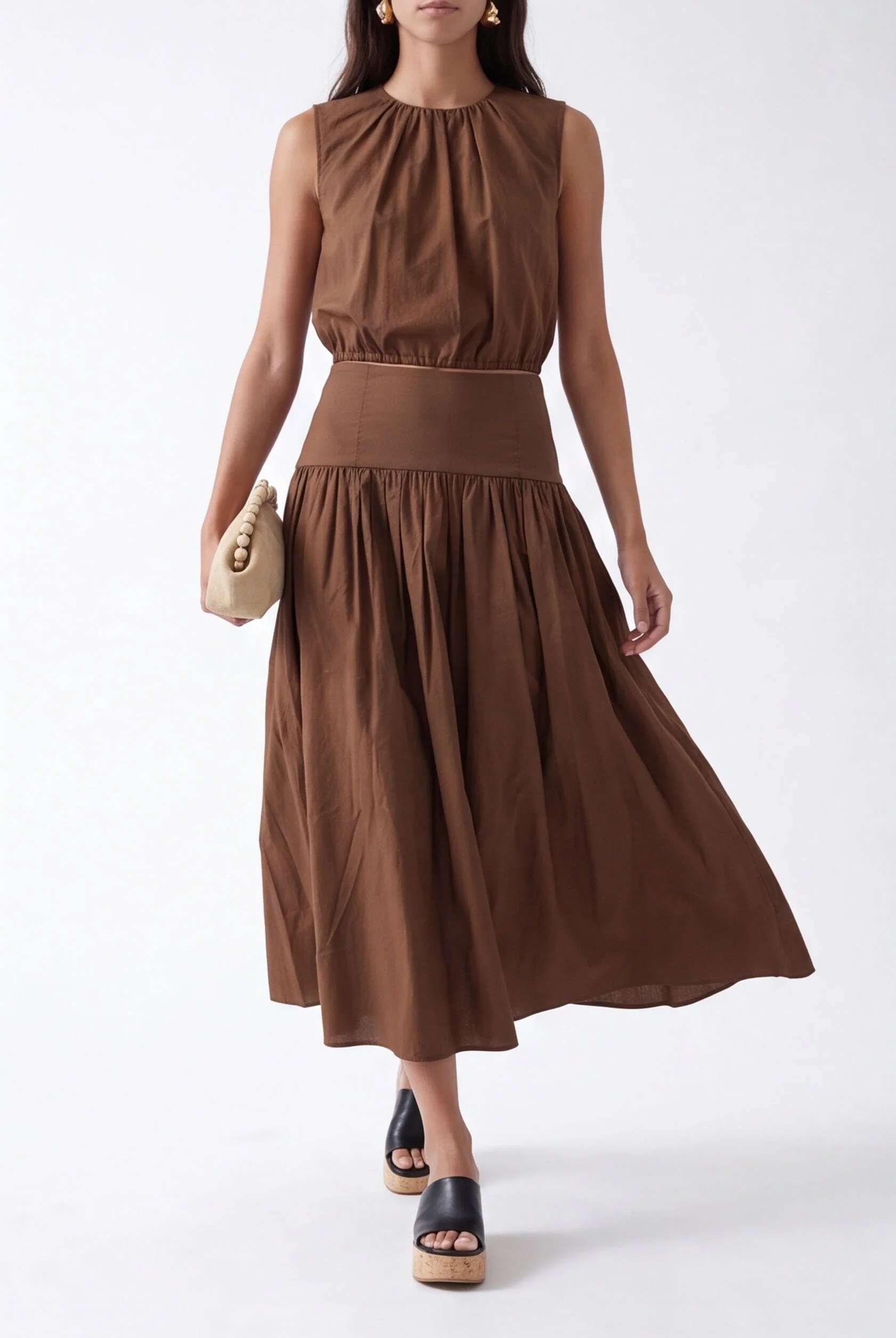 JUPE MIDI - CELIA - CHOCOLAT - Image 2