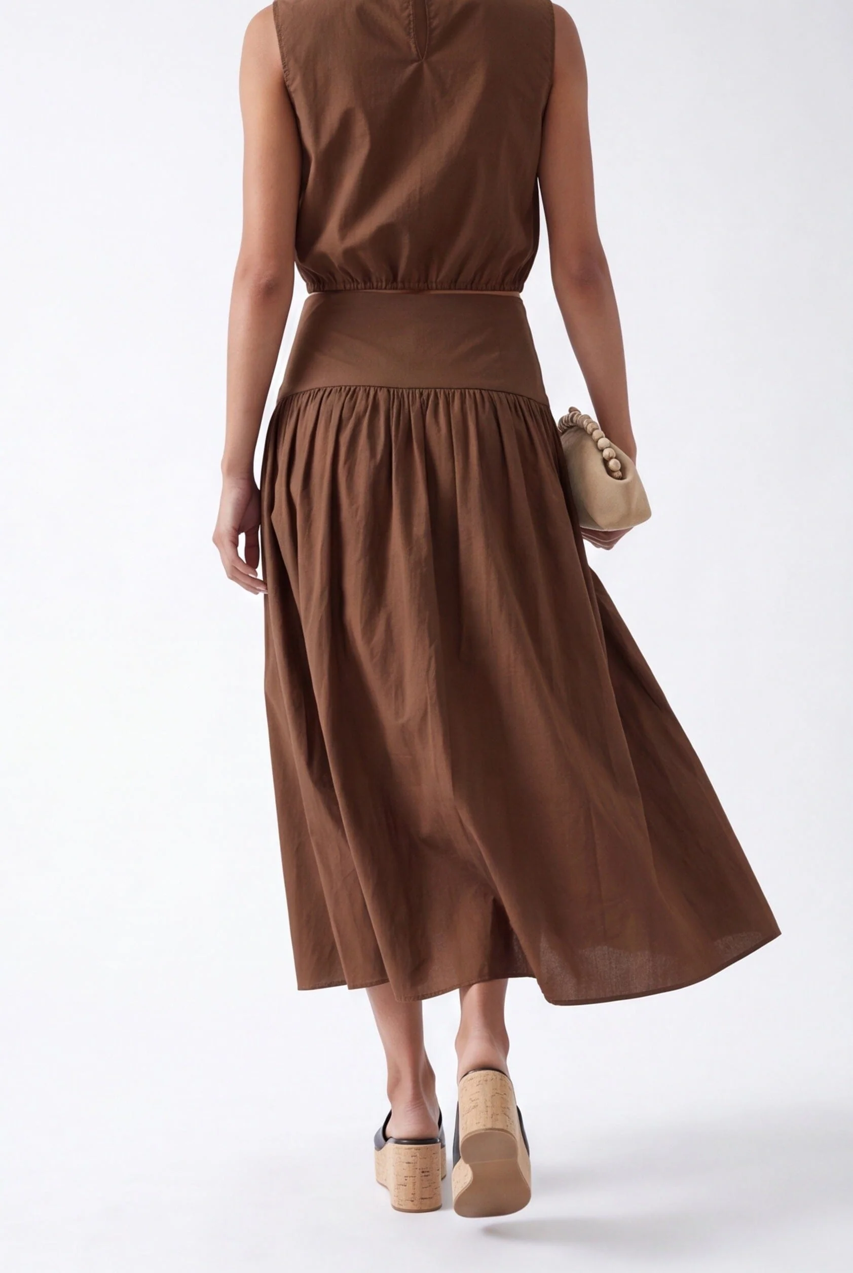 JUPE MIDI - CELIA - CHOCOLAT - Image 3