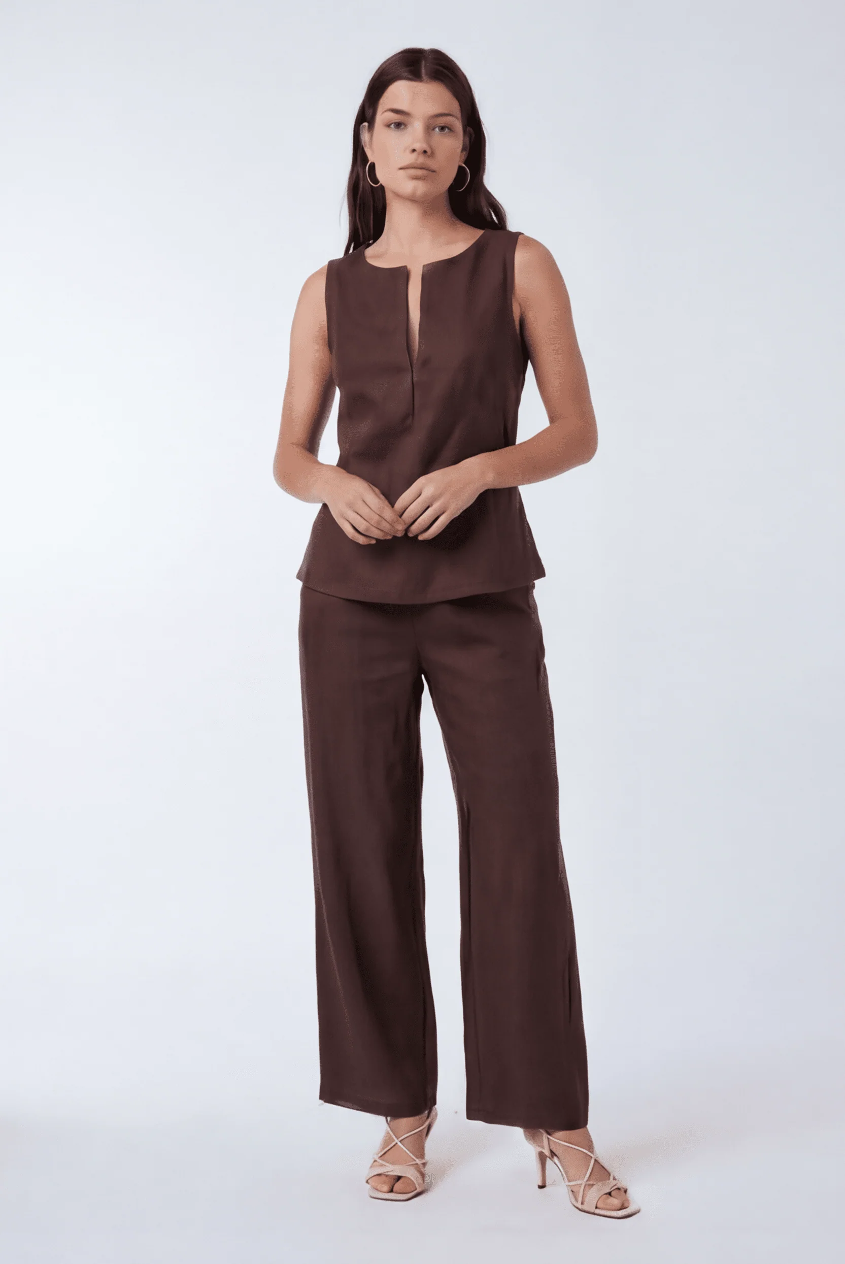 PANTALON LIN - CHELSEA - CHOCOLAT