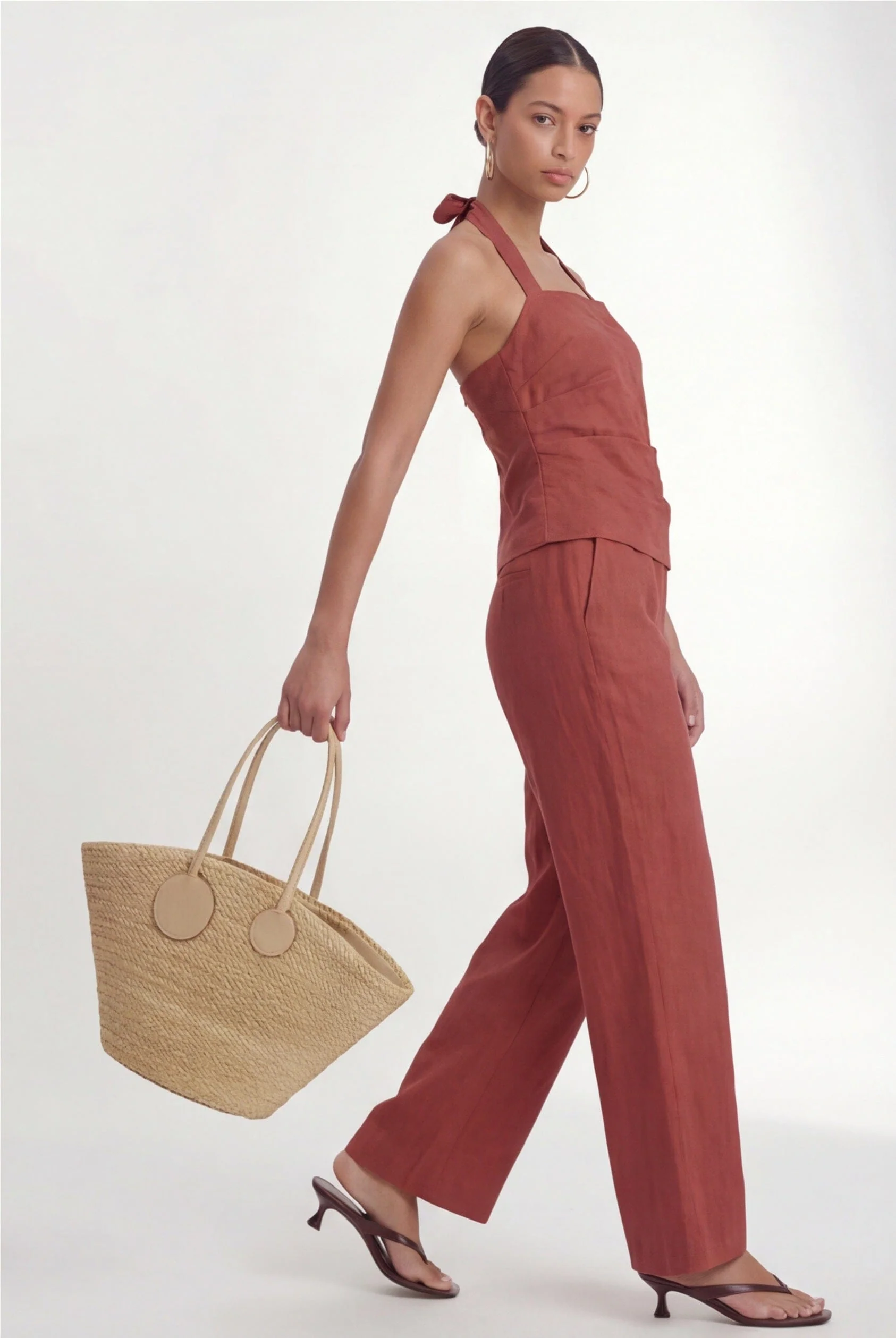 PANTALON LIN - CHELSEA - TERRACOTTA