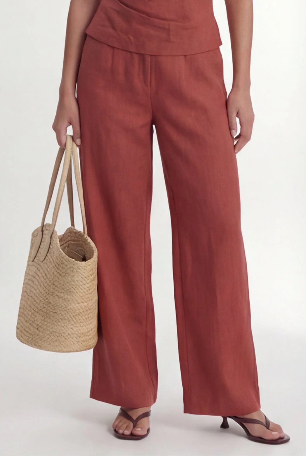 PANTALON LIN - CHELSEA - TERRACOTTA - Image 2