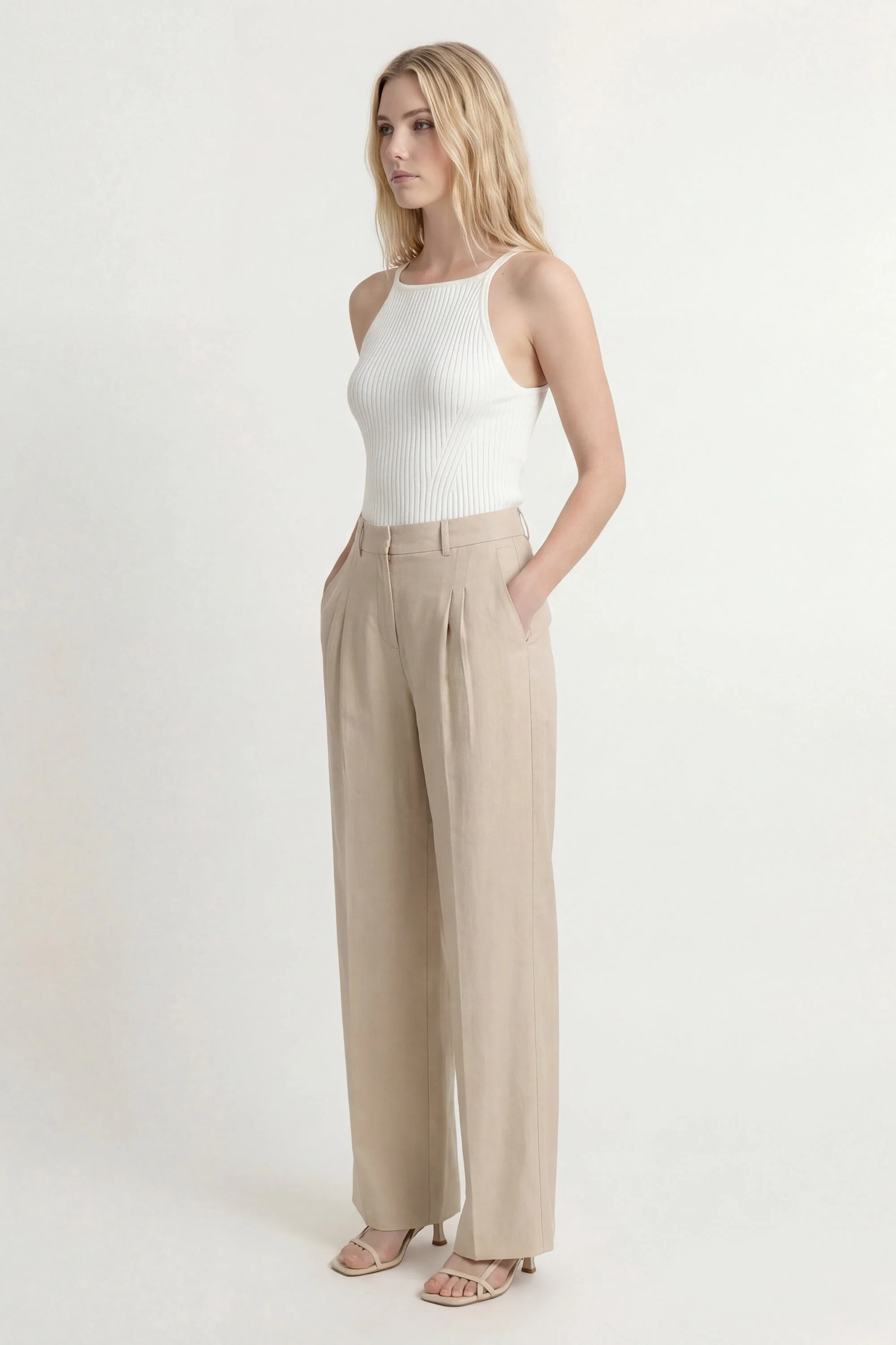 PANTALON TAILLE BASSE - CLEO - SABLE - Image 4