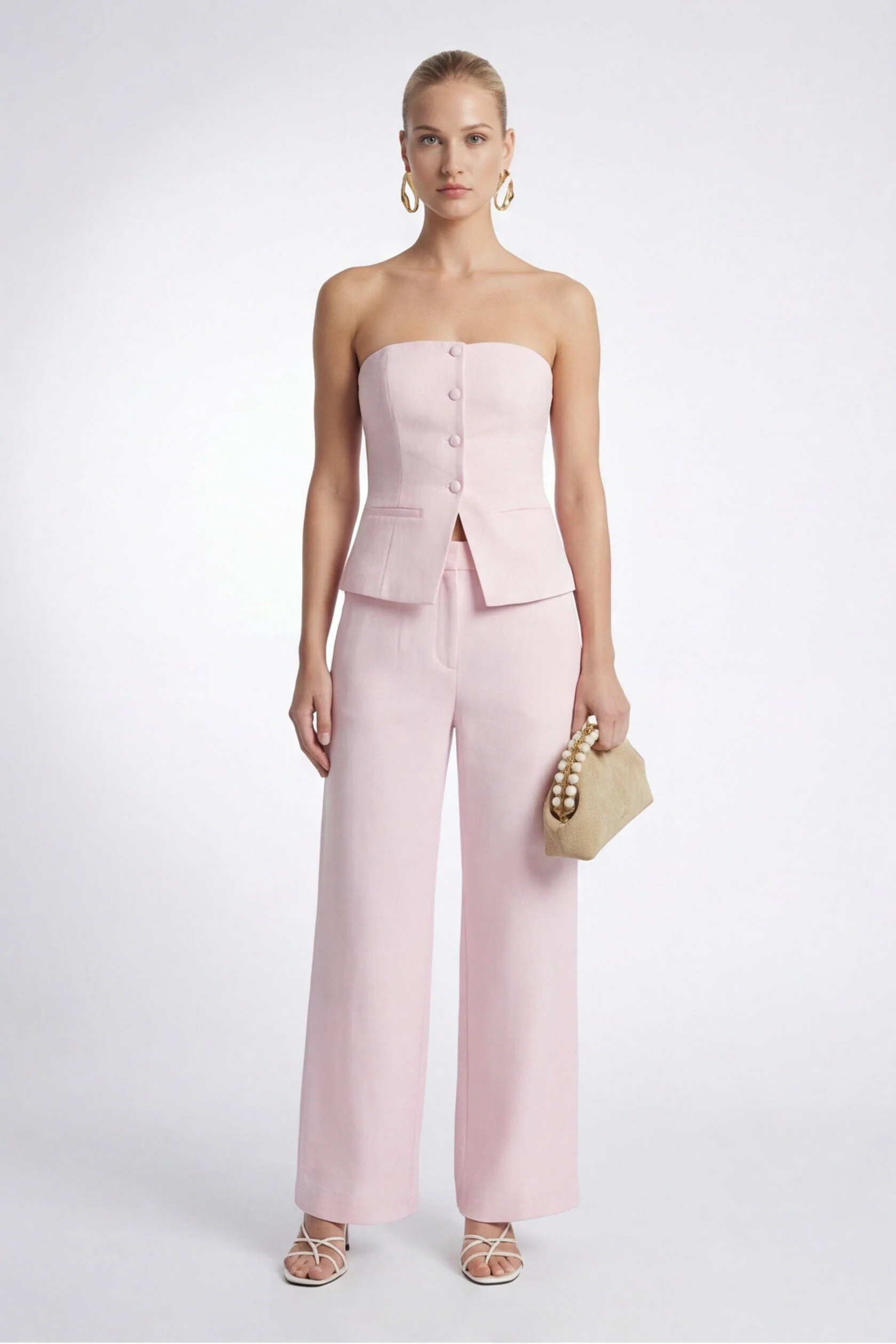 PANTALON TAILLE HAUTE - CLEO - POUDRE - Image 2