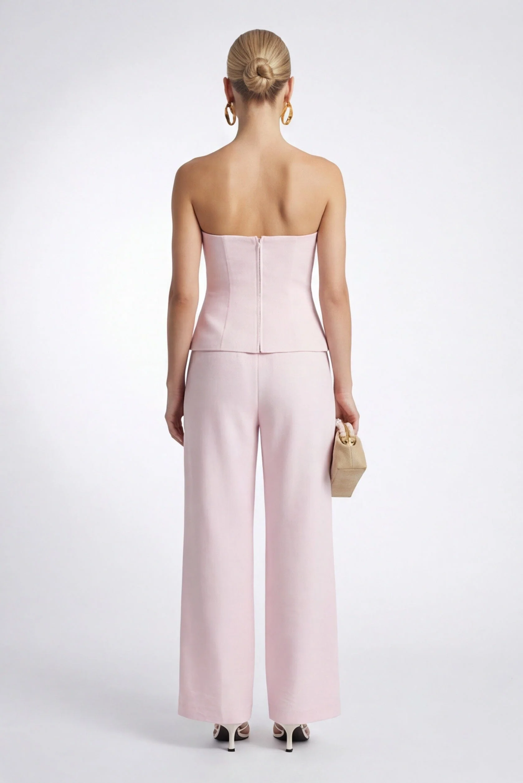 PANTALON TAILLE HAUTE - CLEO - POUDRE - Image 4