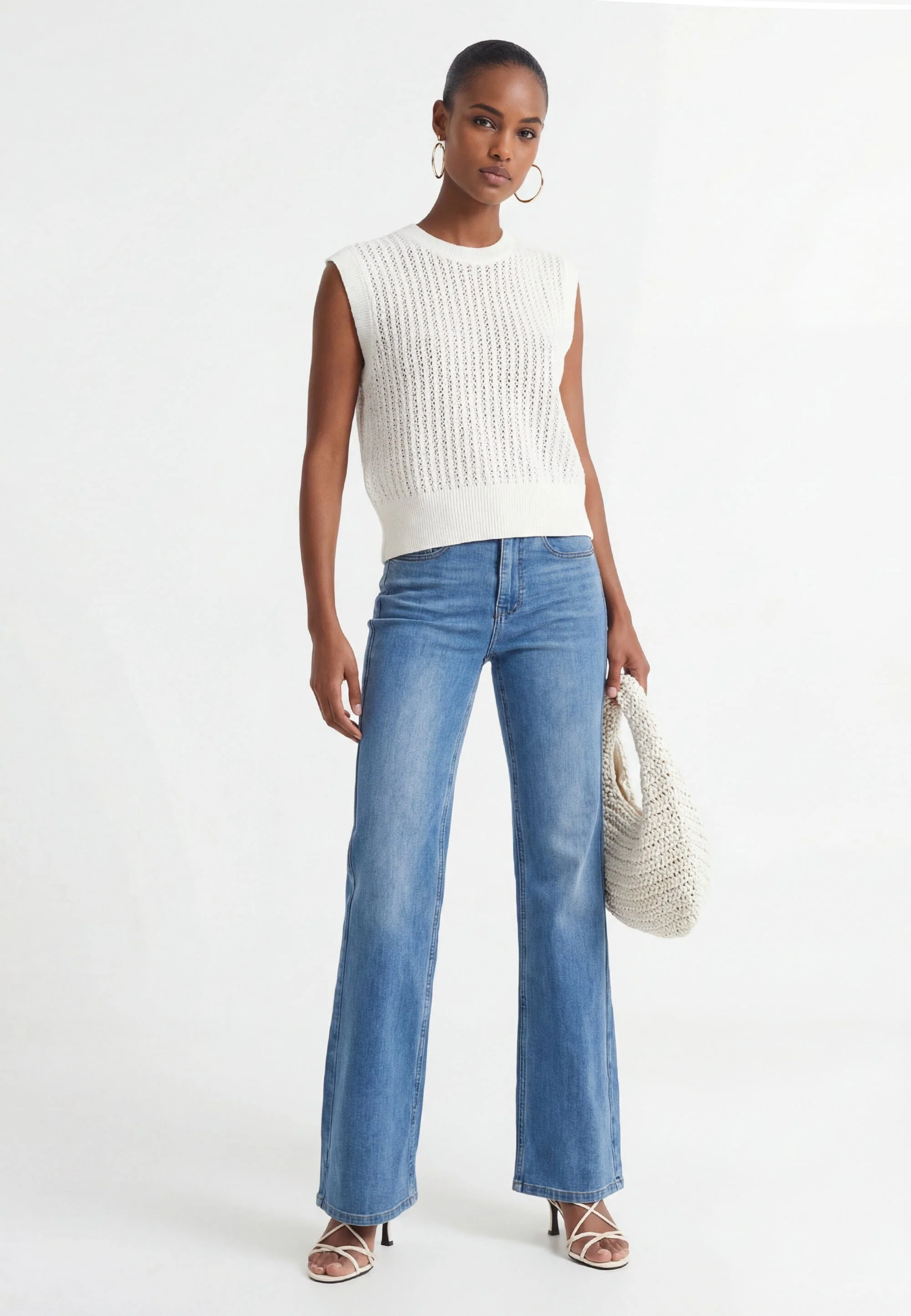 PULL SANS MANCHE - CLOVIS - ECRU