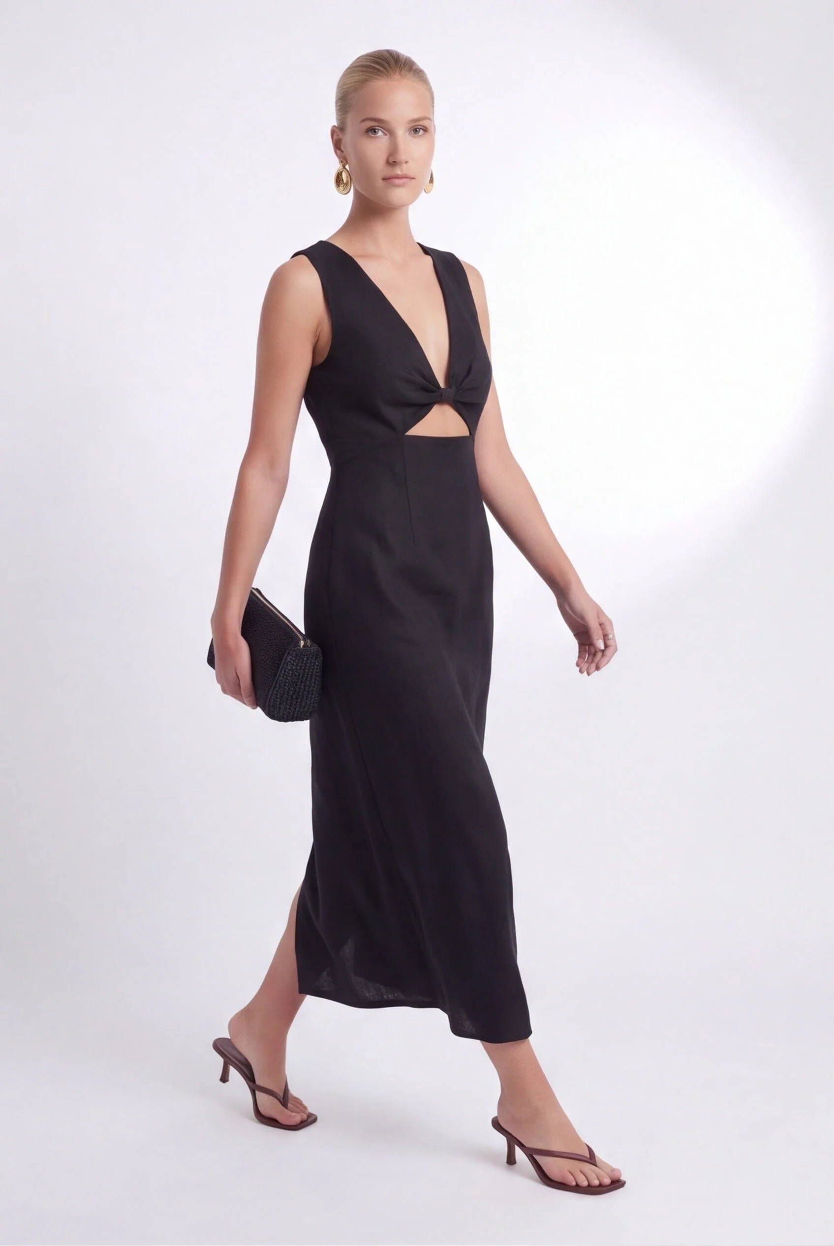 ROBE MIDI 100% LIN - CHELSEA - NOIR - Image 2
