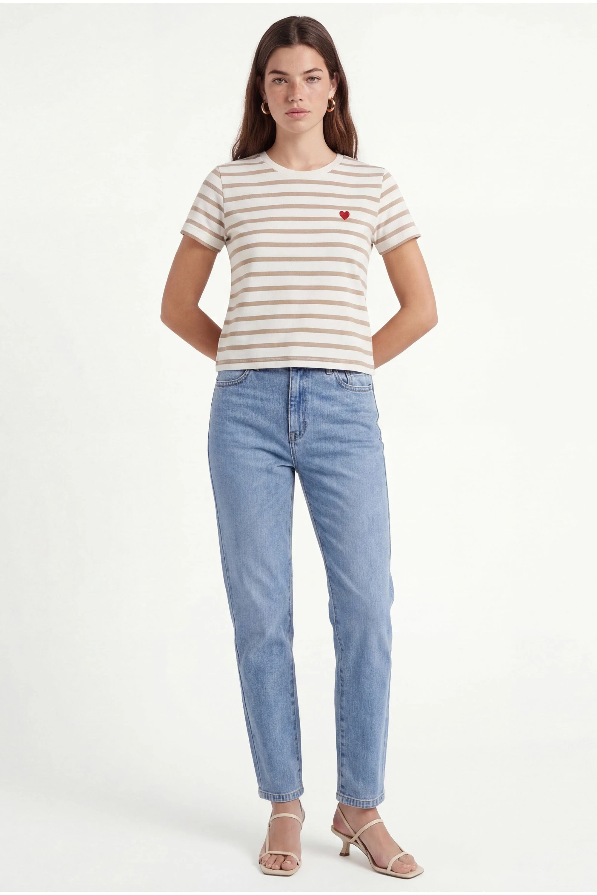 TEE SHIRT MARINIÈRE - COEUR - ECRU/CANNELLE - Image 3