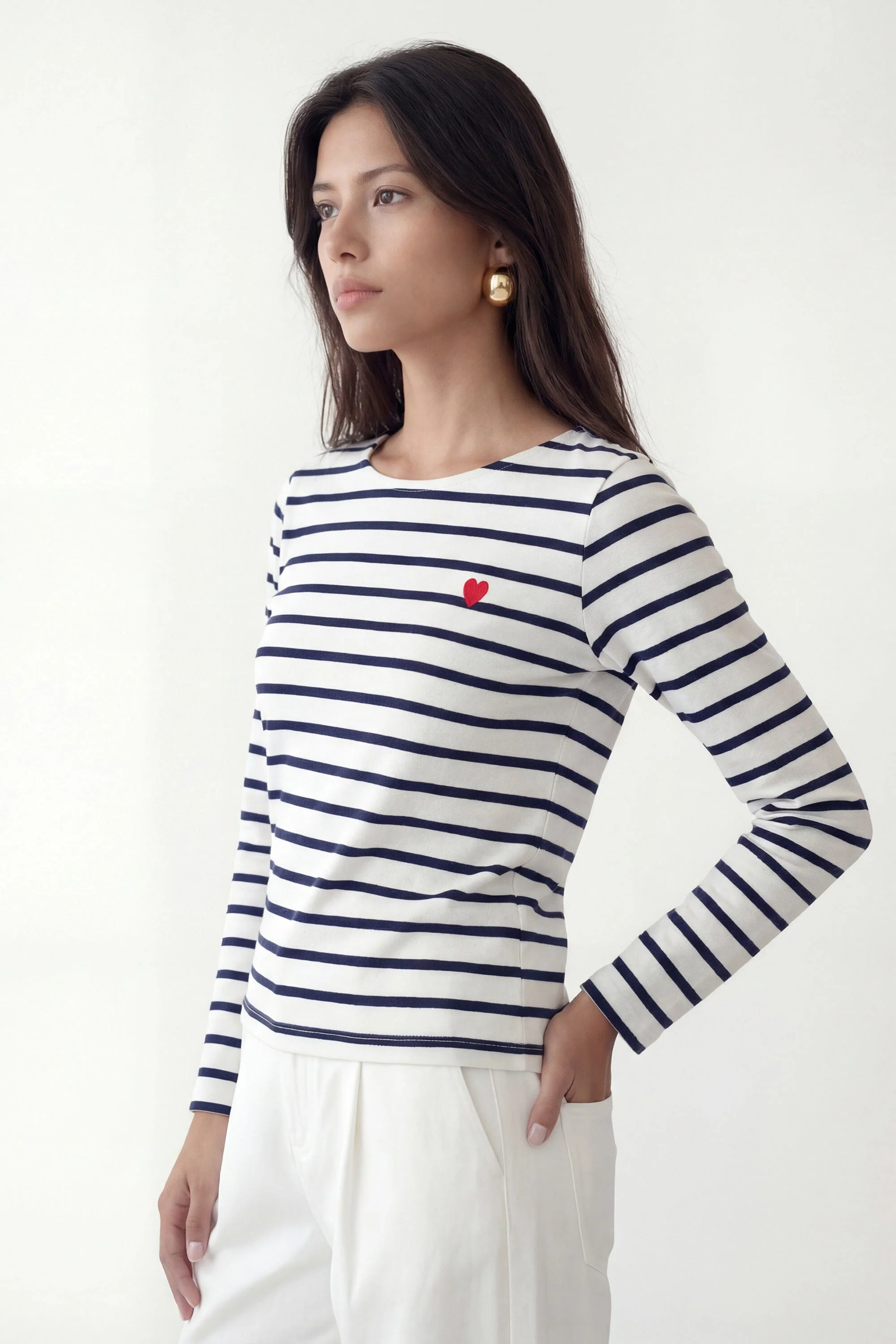 TEE SHIRT - COEUR MARINIERE - ECRU/MARINE - Image 2