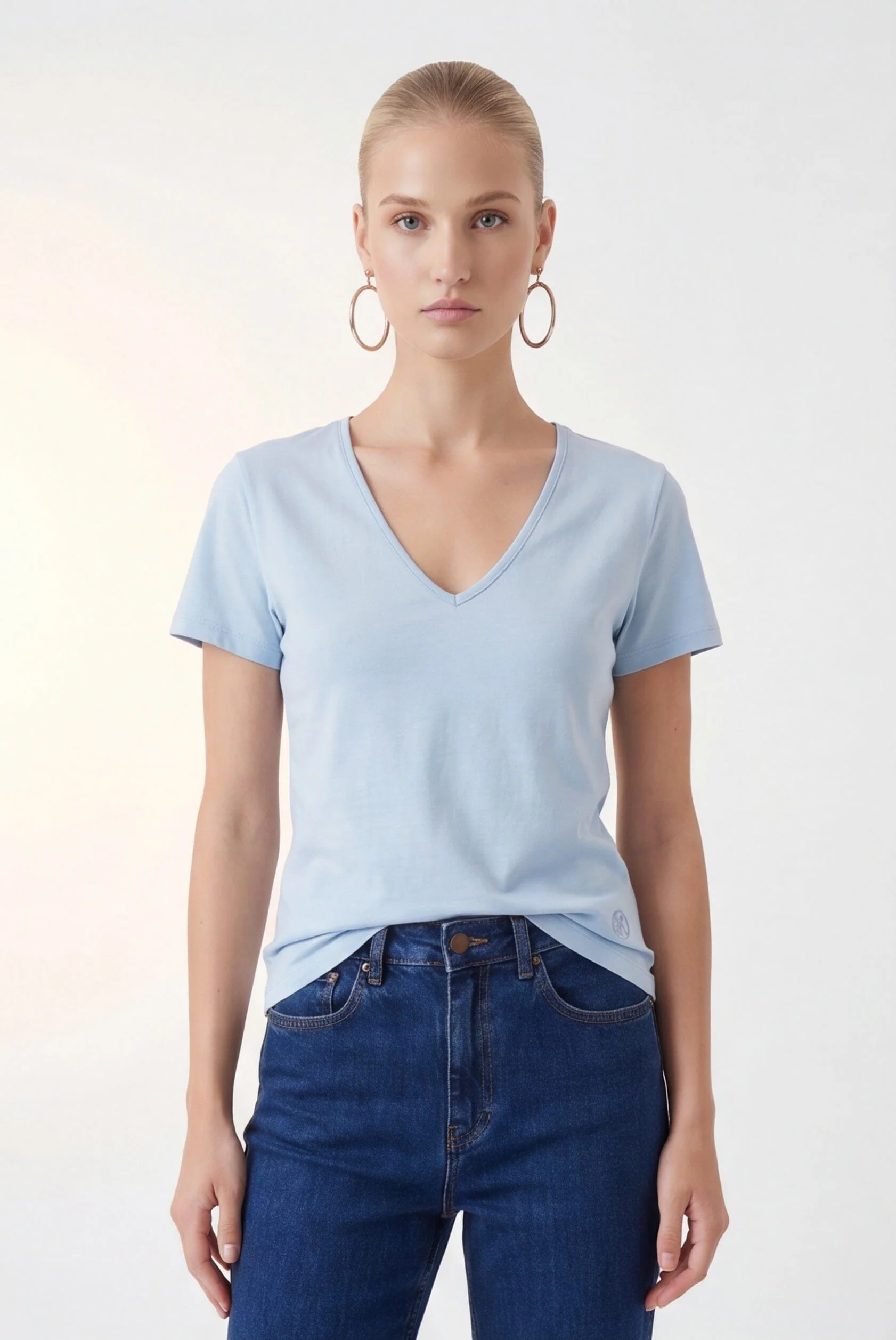 TEE-SHIRT COL V - COLE - BRUME